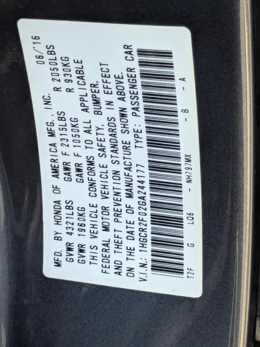2016 Honda Accord Sedan EX CVT with Honda Sensing