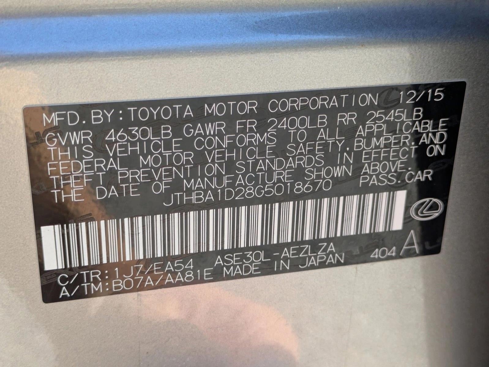 2016 Lexus IS Turbo 4dr Sdn