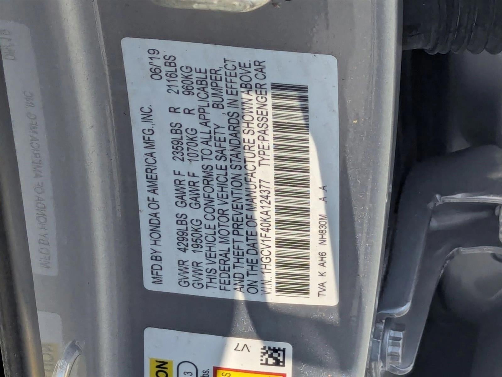 2019 Honda Accord Sedan EX 1.5T CVT