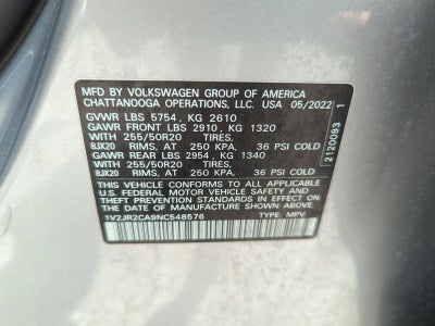 2022 Volkswagen Atlas 3.6L V6 SE w/Technology FWD