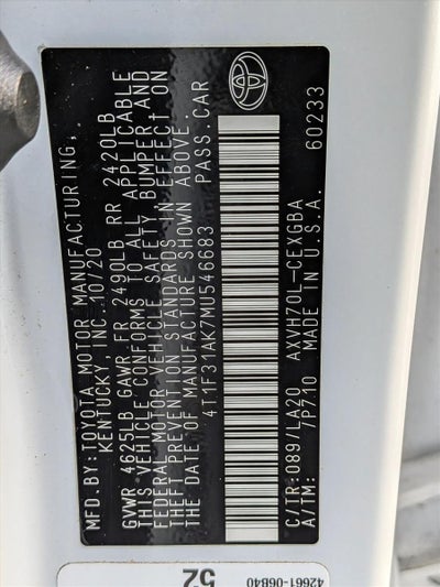 2021 Toyota Camry Hybrid XLE CVT (Natl)