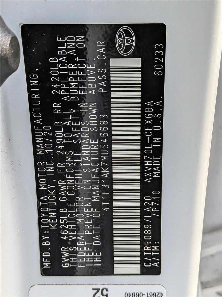 2021 Toyota Camry Hybrid XLE CVT (Natl)