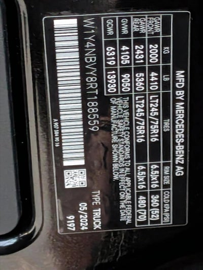 2024 Mercedes-Benz Sprinter Cargo Van 2500 Standard Roof I4 Diesel HO 144" AWD