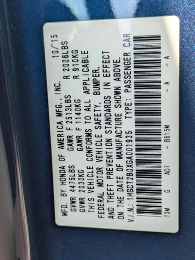 2016 Honda Accord Coupe Touring V6 Automatic