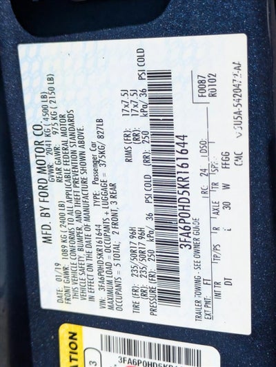 2019 Ford Fusion SE FWD