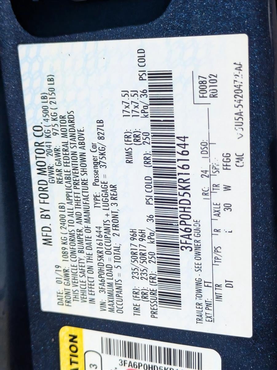 2019 Ford Fusion SE FWD