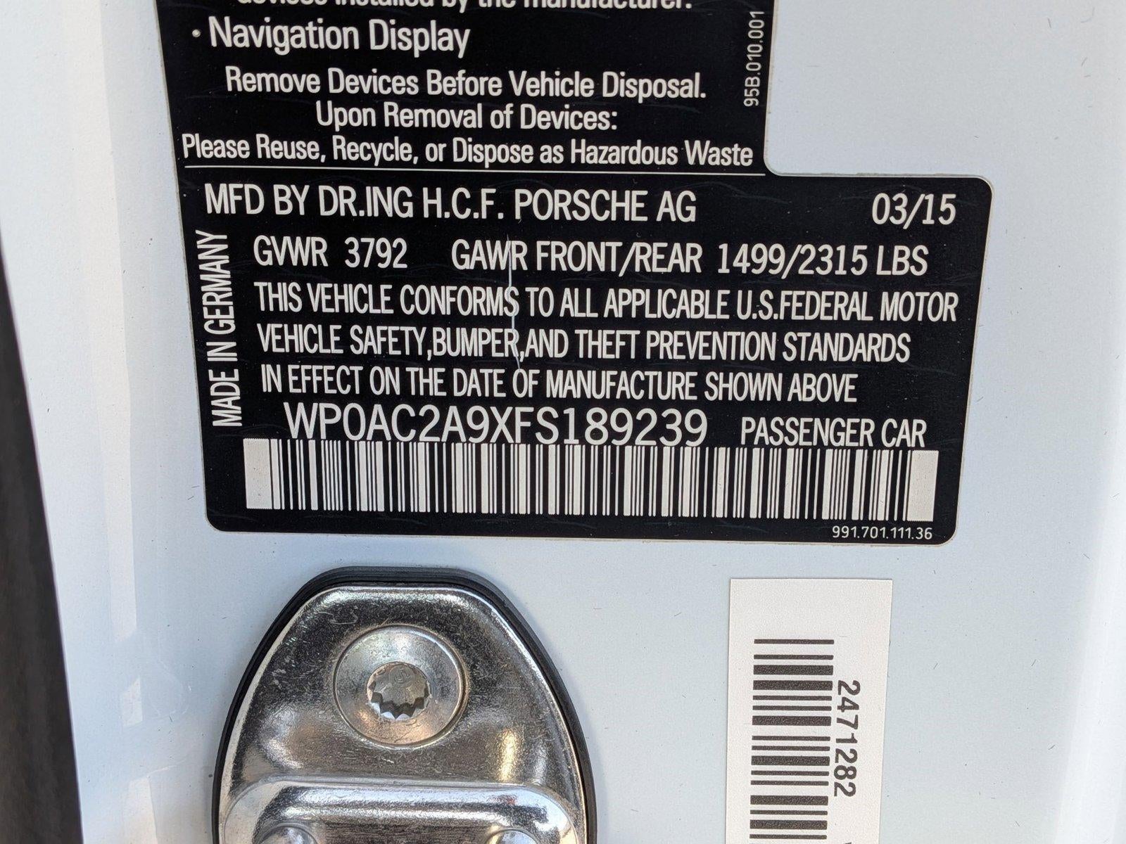 2015 Porsche 911 2dr Cpe GT3